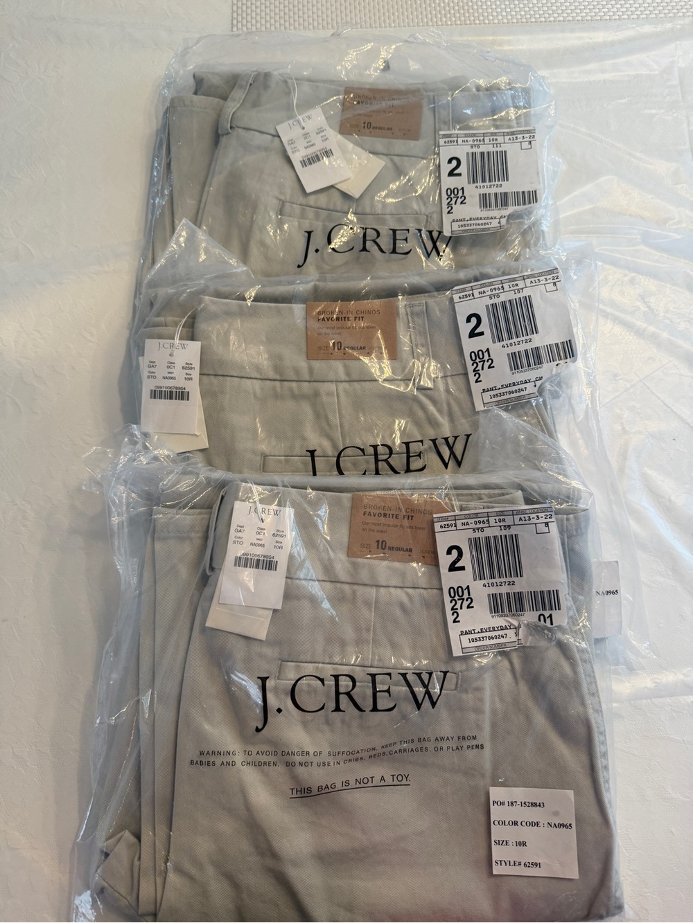 J.Crew Broken-In Chinos Favorite Fit Size 10 Reg New Bundle (3 Pairs)